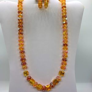 Gold glass beads with matching earrings by JBJ